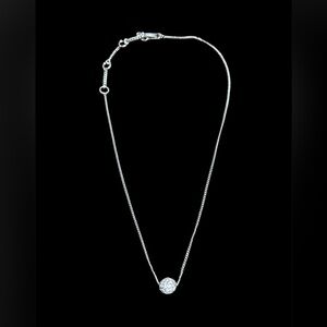 Vintage Givenchy silver tone necklace with crystal ball pendant